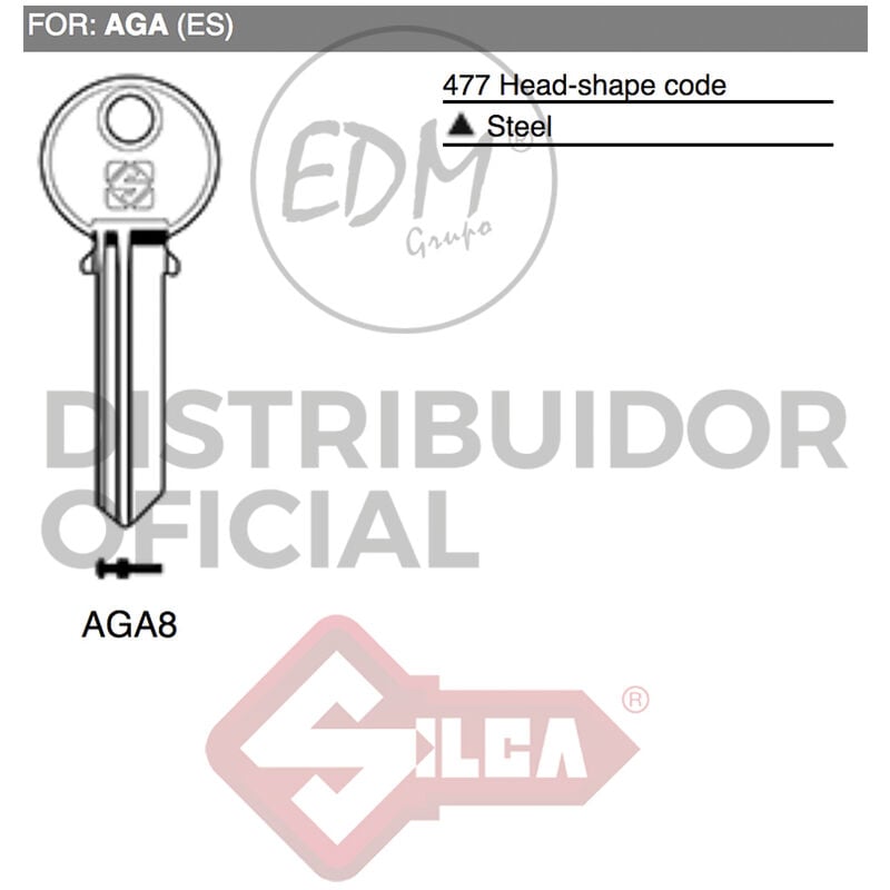 Silca - E3/12238 llave acero AGA8 aga