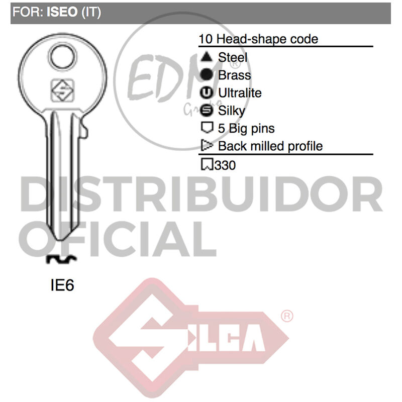 Silca - E3/12007 llave acero IE6 iseo