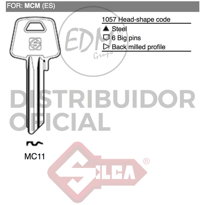 Silca - E3/12179 llave acero MC11 mcm