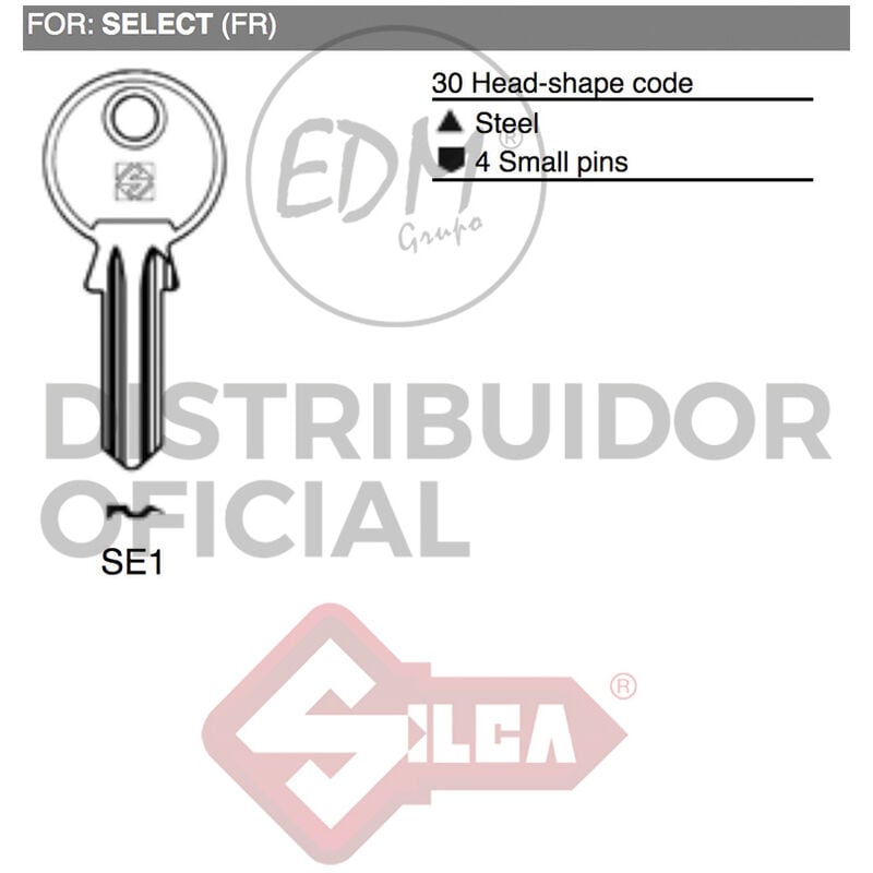 Silca - E3/12596 llave acero SE1 select