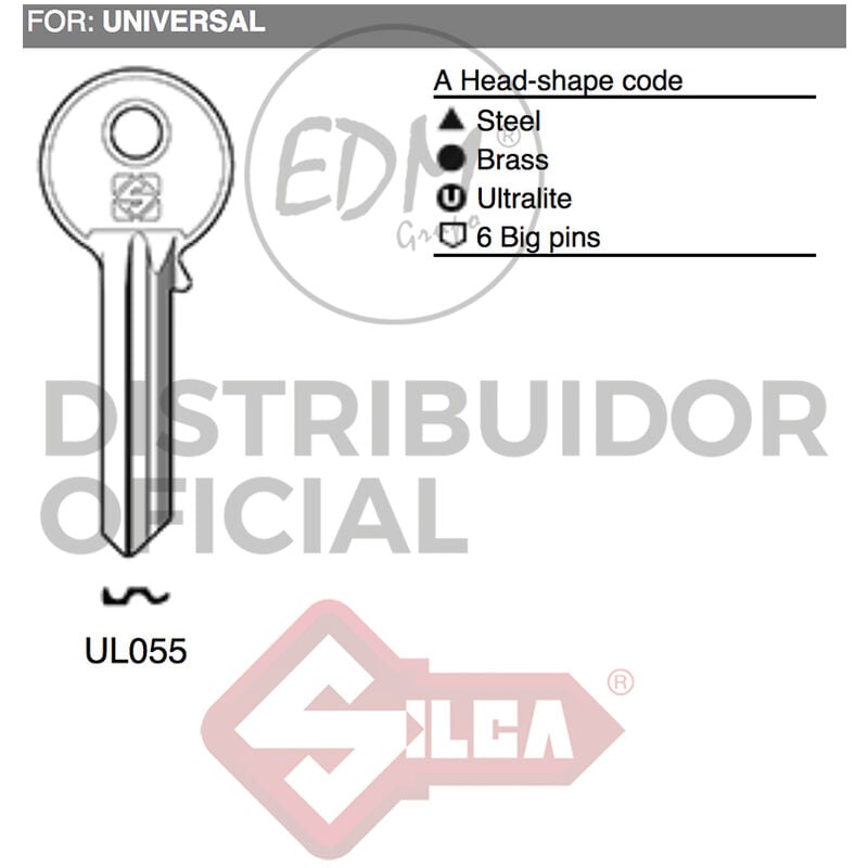 Silca - E3/12157 llave acero UL055 universal