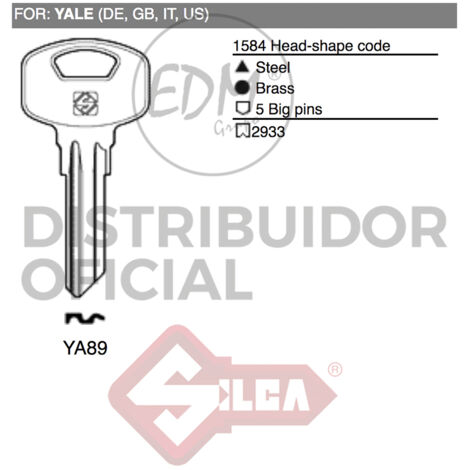 LLAVE ACERO YA89 YALE