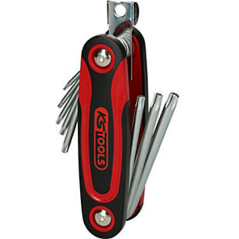 Llave acodada en soporte plegable  Torx con orificio frontal  8