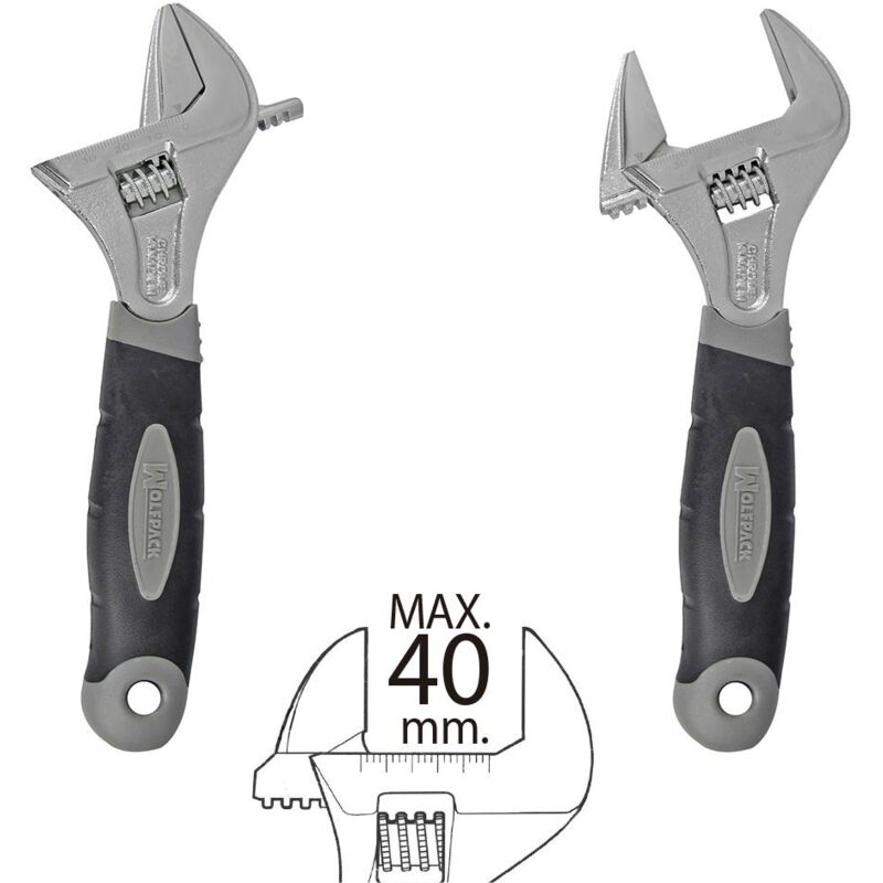 

Llave ajustable gran apertura 40 mm. medida 8'