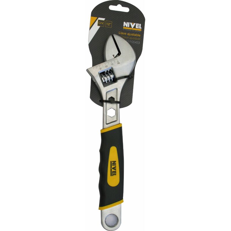 

Llave Ajustable Moleta Central 12' Mango Ergonomico Cromo Vanadio Nivel