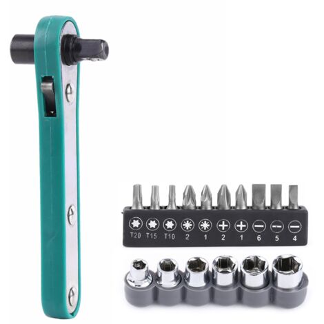 Llave ajustable para destornillador de 1/4" con puntas y vasos intercambiables