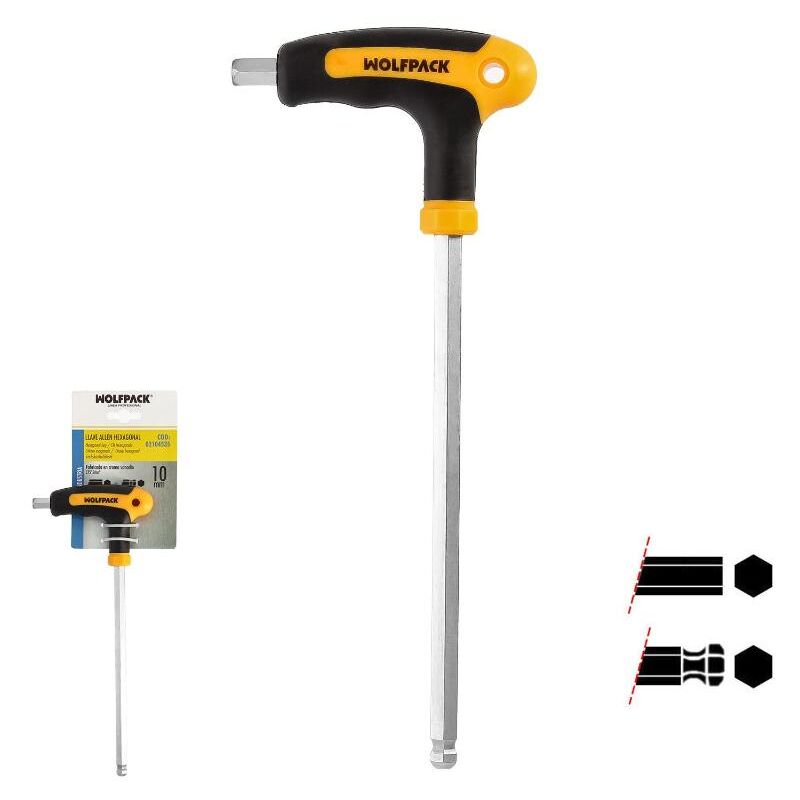

Llave allen con bola mango forma t 10,0 mm. con colgador