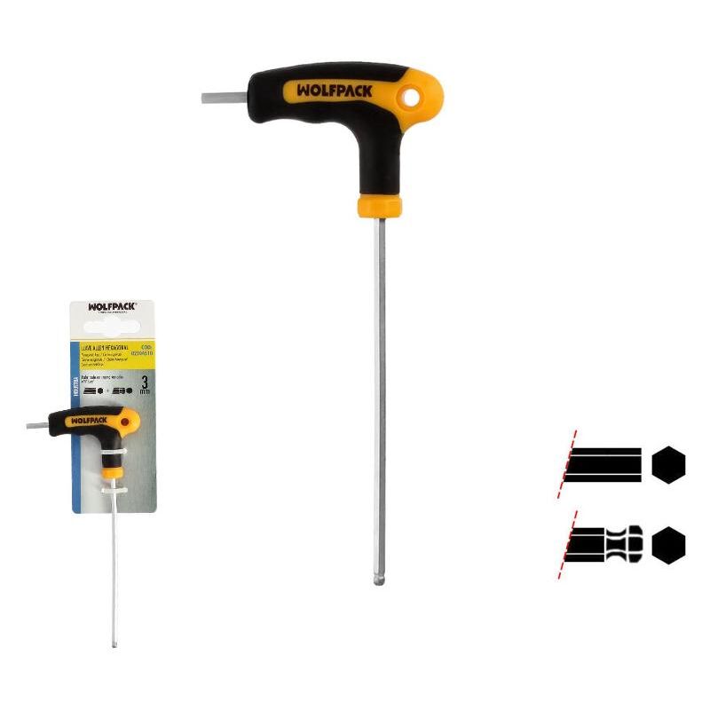 

Llave allen con bola mango forma t 3,0 mm. con colgador