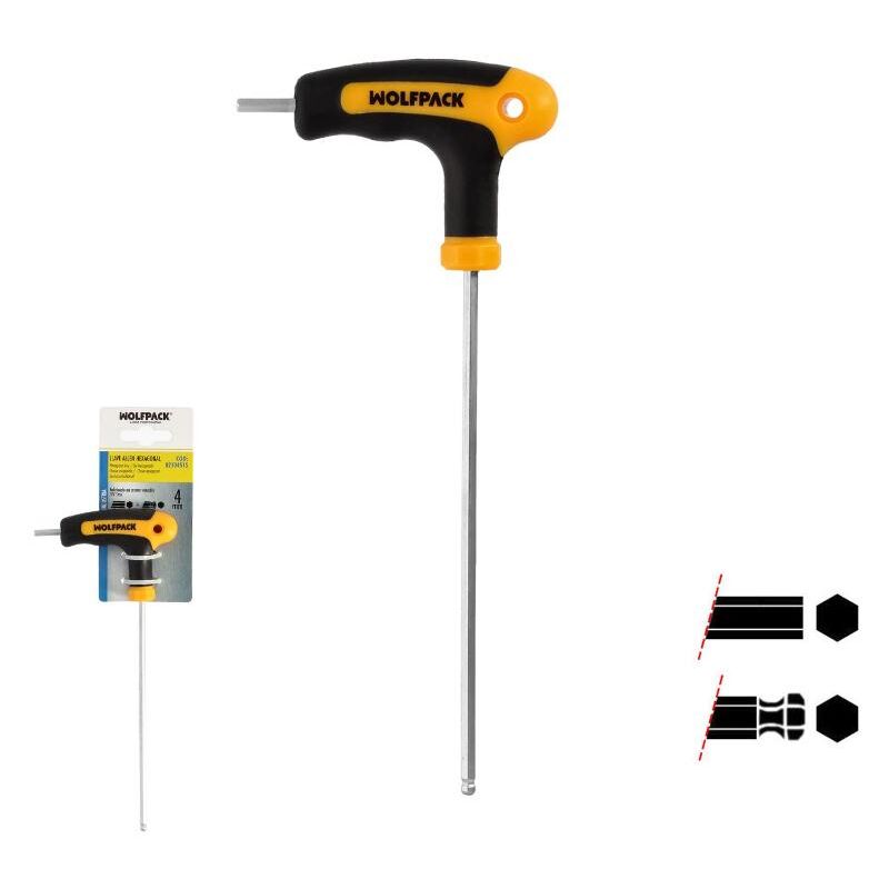 

Llave allen con bola mango forma t 4,0 mm. con colgador