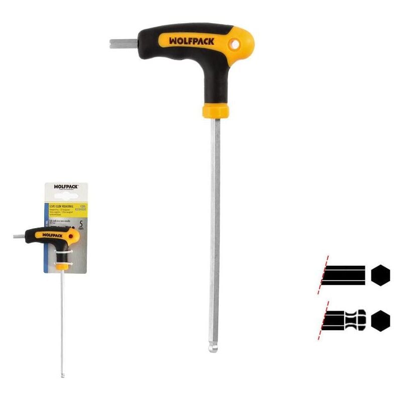 

Llave allen con bola mango forma t 5,0 mm. con colgador