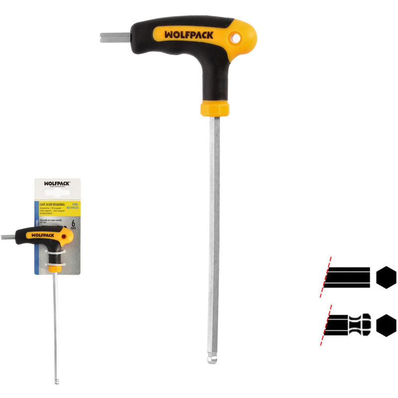 

Llave allen con bola mango forma t 6,0 mm. con colgador