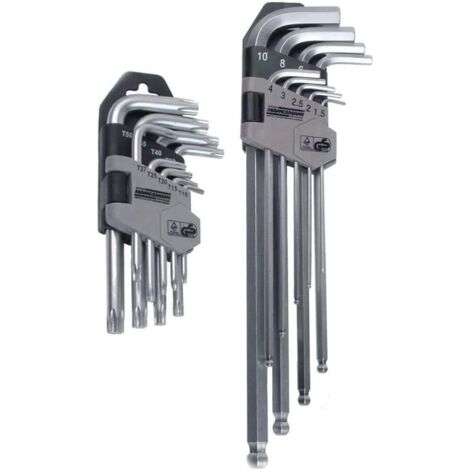 Llave Allen Hexagonal y de Punta Torx, 18 Unidades, Juego - Mannesmann M18170