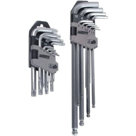 Llave Allen Hexagonal y de Punta Torx, 18 Unidades, Juego - Mannesmann M18170