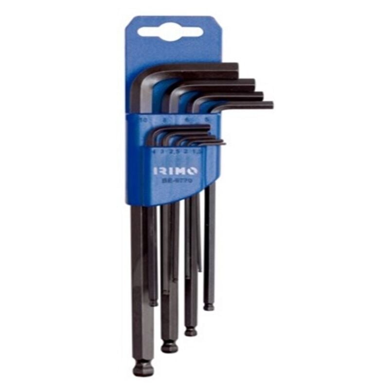 Llave allen p/bola 1,5-10mm larga acodada petaca irimo 9 pz