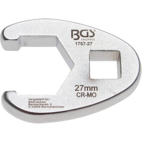 Llave boca hexagonal abierta (crowfoot)  entrada 12,5 mm (1/2")  27 mm