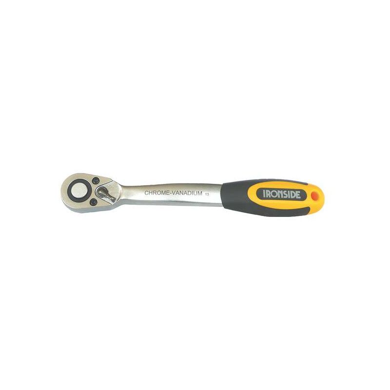 

Llave Carraca Prof. 3/8' 72 Dientes Cuerpo Cromo Vanadio, Mango Bicomponente - Ironside