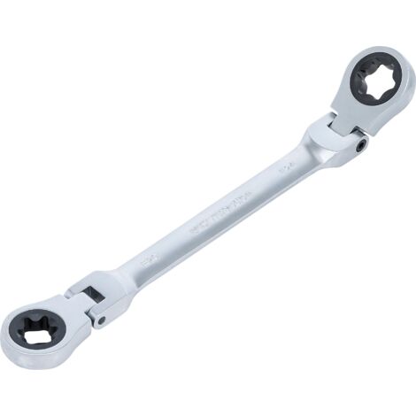 Llave combinada doble con carraca  angulable  con cabezas de anillo de perfil E  E20 x E24
