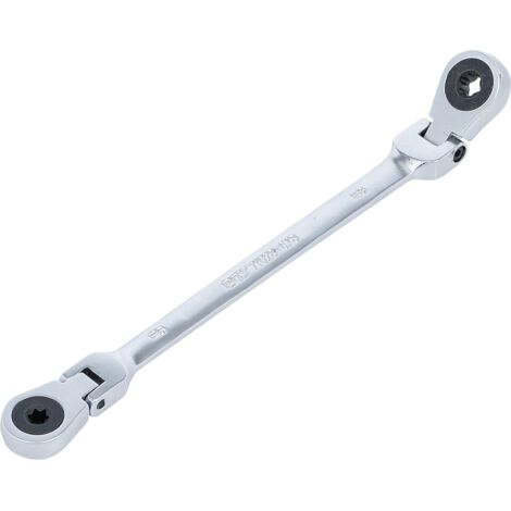 Llave combinada doble con carraca  angulable  con cabezas de anillo de perfil E  E6 x E8
