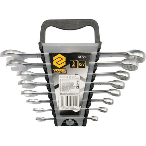 Llave Combinada Vorel 51721, Juego de 8 Piezas, Herramienta de Acero para Reparaciones y Mantenimiento.