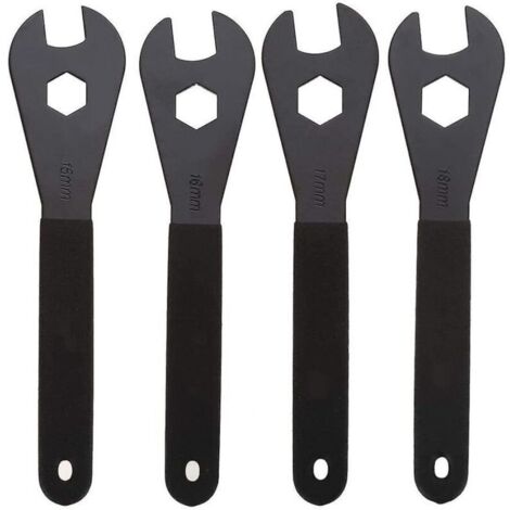 Llave de bicicleta - Herramienta de reparación de bicicletas cónica multifunción de acero al carbono resistente (15 mm, 16 mm, 17 mm, 18 mm)