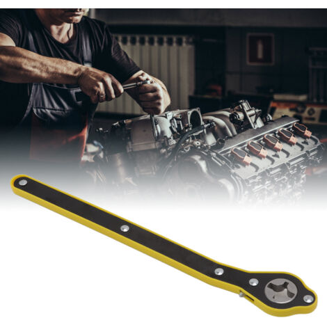 Llave de carraca de 34 cm con mango ergonómico y largo, y mayor fuerza para ruedas y neumáticos: modelo robusto, herramienta de metal/plástico.