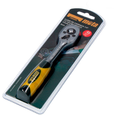 LLAVE DE CARRACA ENCASTRE 1/4 45 DIENTES CR.V EC4 MOTA