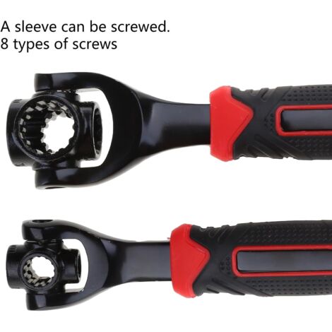 Llave de carraca multifuncional con cabezal giratorio de 360° para bicicletas, motocicletas, automóviles, herramientas de reparación domésticas, garaje y taller.