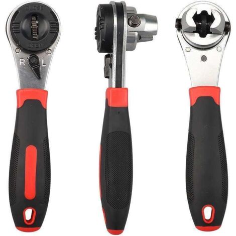 Llave de carraca práctica y ajustable, apta para tornillos de 6 a 22 mm, con mango antideslizante.