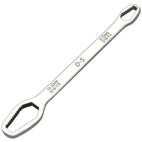 Llave de carraca universal de 8-22 mm, llave de doble extremo, juego de llaves para tornillos y tuercas, herramienta manual para reparación de coches y motos, 1 unidad (plateada).