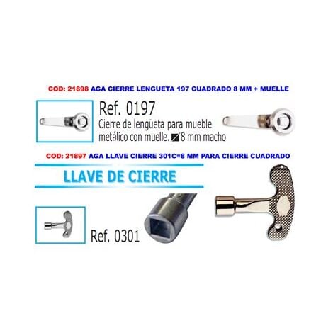 Llave de Cierre 301C8mm para Contadores con Cierre Cuadrado