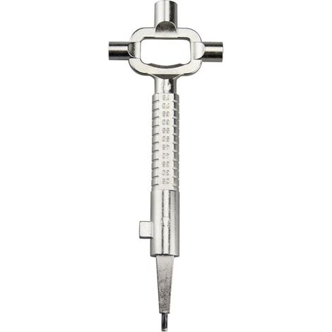 Llave de construcción universal con calibre cilíndrico: para armarios eléctricos, abrebotellas integrado, múltiples accionamientos cuadrados