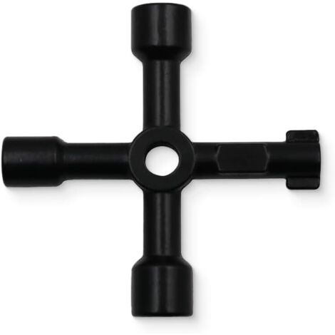 Llave de cruz de cuatro vías negra, llave multifunción universal, adecuada para armarios eléctricos, trípodes, válvulas y medidores de agua.