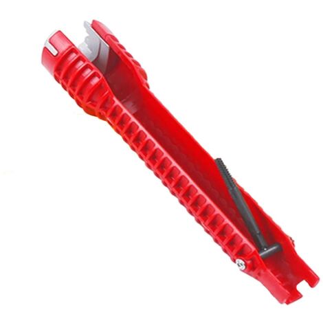[Llave de fontanero] [Tubería] [8 en 1] [Multifuncional] Llave de vaso larga roja para el montaje/reparación de grifos de cocina, fabricada en aleación de aluminio y ABS, 250 mm de longitud, 1 unidad 