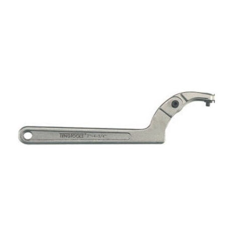 Llave de Gancho Ajustable con Pivote – Para Tuercas DIN 1804, Acero Cromo Vanadio, Herramienta Profesional de Sujeción                 Para Ø 52-120 mm Tamaño pivote 6 mm Longitud 451 mm