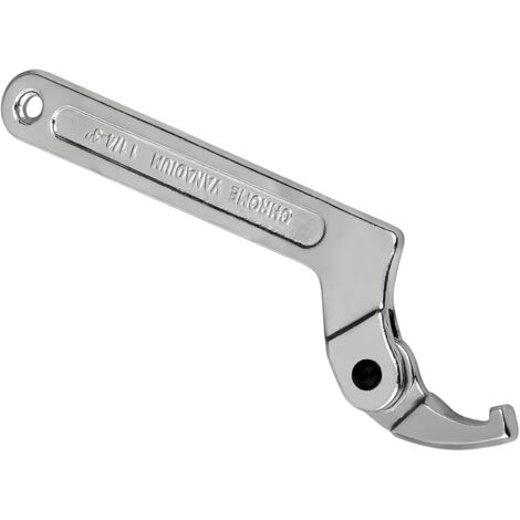 Llave de gancho ajustable, llave de gancho ajustable de acero al carbono, llave de gancho ajustable en forma de C, con ranura y cabezal ajustable, cabezal cuadrado de 32-76 mm