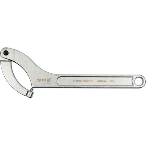 LLAVE DE GANCHO CON PASADOR REDONDO, ARTICULADA 120-180 MM / YT-01679 / YATO