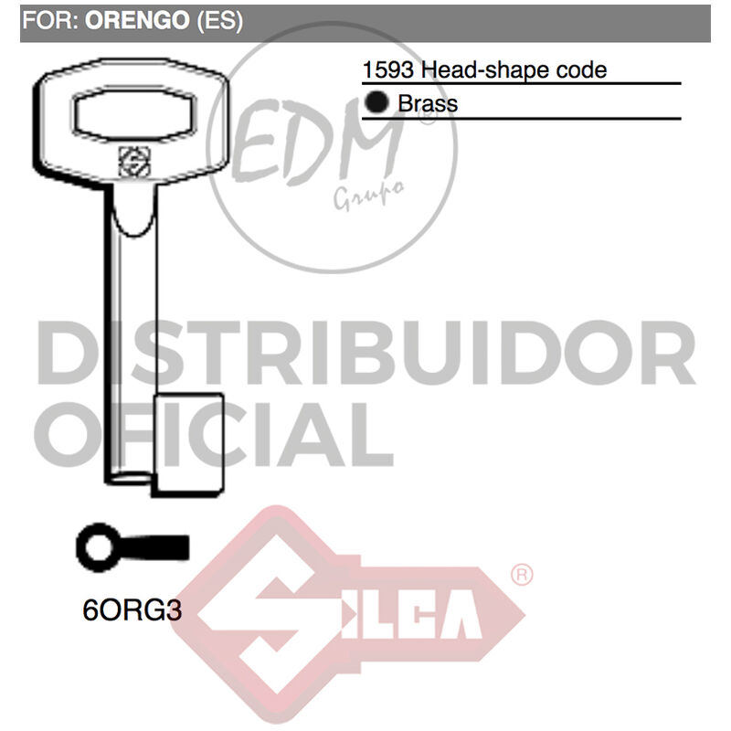 Silca - E3/12177 llave de gorjas laton 6ORG3 orengo