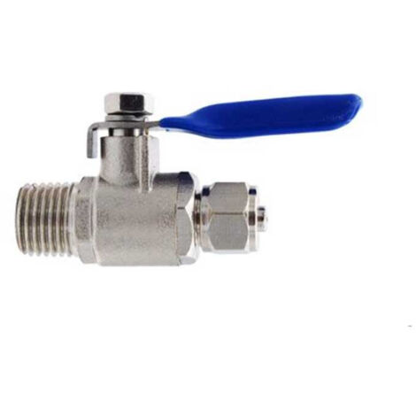 Llave de Paso Entrada de Agua 1/4" Tubo x 1/4" Rosca Metálica — Repuesto Ósmosis