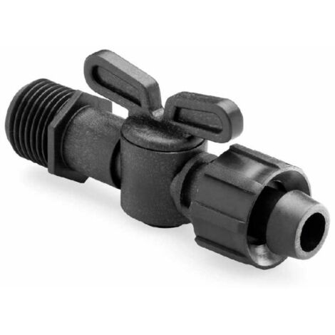 Llave de Paso Rosca Macho 1/2" a Cinta de Riego 16mm con Cierre Roscado