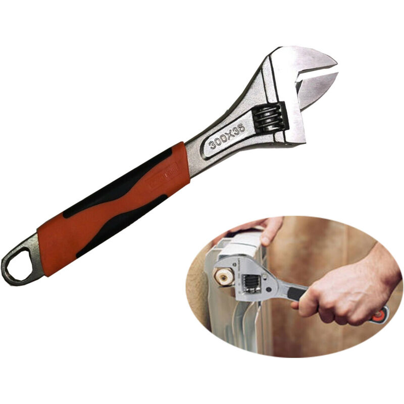 LLAVE DE RODILLO AJUSTABLE MULTIFUNCIONAL 300x36MM MANGO ANTIDESLIZANTE 12
