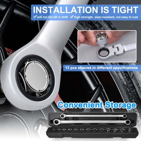 Llave de trinquete 15 en 1: kit universal para motocicleta, bicicleta, coche, baño y bricolaje