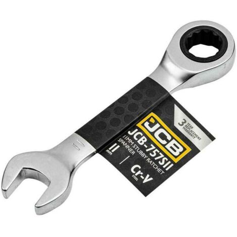 Llave de trinquete JCB 11 mm, acero duradero, ideal para talleres profesionales, con trinquete para apretar y aflojar tornillos, alta resistencia y rendimiento duradero.
