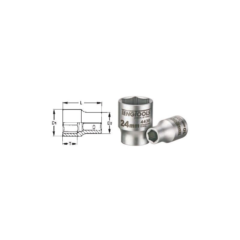 

Llave de vaso 3/8" acero inox. 17 mm TENGTOOLS