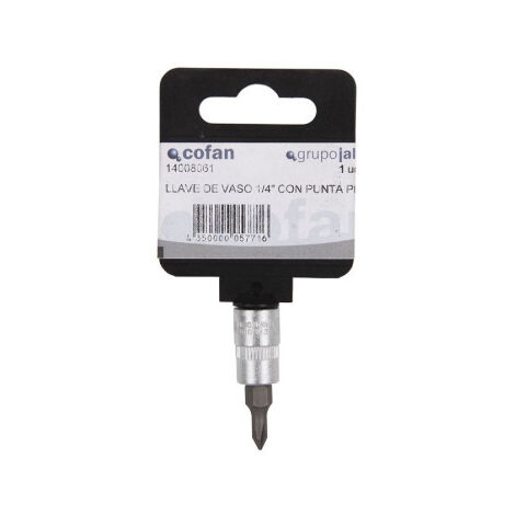 Llave de vaso de 1/2, 1/4 y 3/8 Fabricada en acero al cromo vanadio de alta calidad Con punta Phillips                                                     PH-2                      1/4"