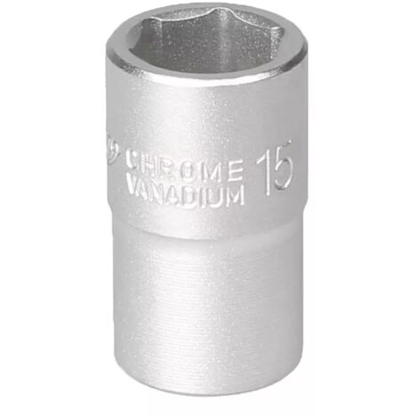 Llave de vaso de 1/2 pulgada, 6 ángulos, 15 mm, acero cromo-vanadio CRV