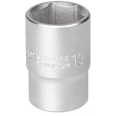 Llave de vaso de 1/2 pulgada, 6 ángulos, 19 mm, acero cromo-vanadio CRV