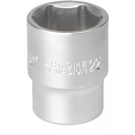 Llave de vaso de 1/2 pulgada, 6 ángulos, 22 mm, acero cromo-vanadio CRV