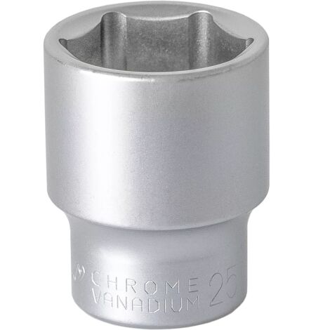 Llave de vaso de 1/2 pulgada, 6 ángulos, 25 mm, acero cromo-vanadio CRV