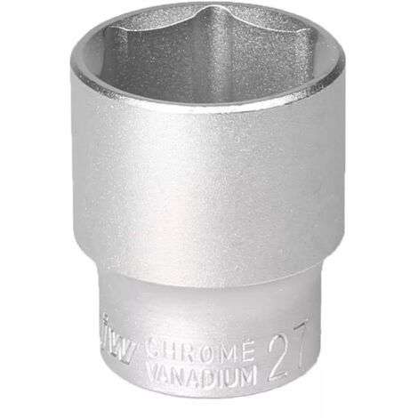 Llave de vaso de 1/2 pulgada, 6 ángulos, 27 mm, acero cromo-vanadio CRV