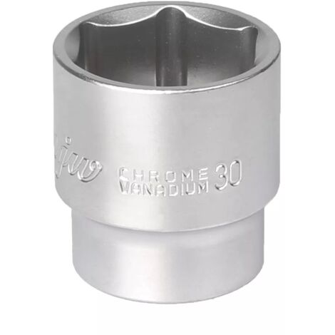 Llave de vaso de 1/2 pulgada, 6 ángulos, 30 mm, acero cromo-vanadio CRV